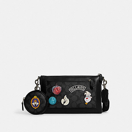 COACH CC094 Disney X Coach Holden Crossbody In Signature Canvas With Patches Gunmetal/Charcoal/Black-Multi
