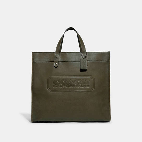 CC097 - Field Tote 40 With Coach Badge ARMY GREEN