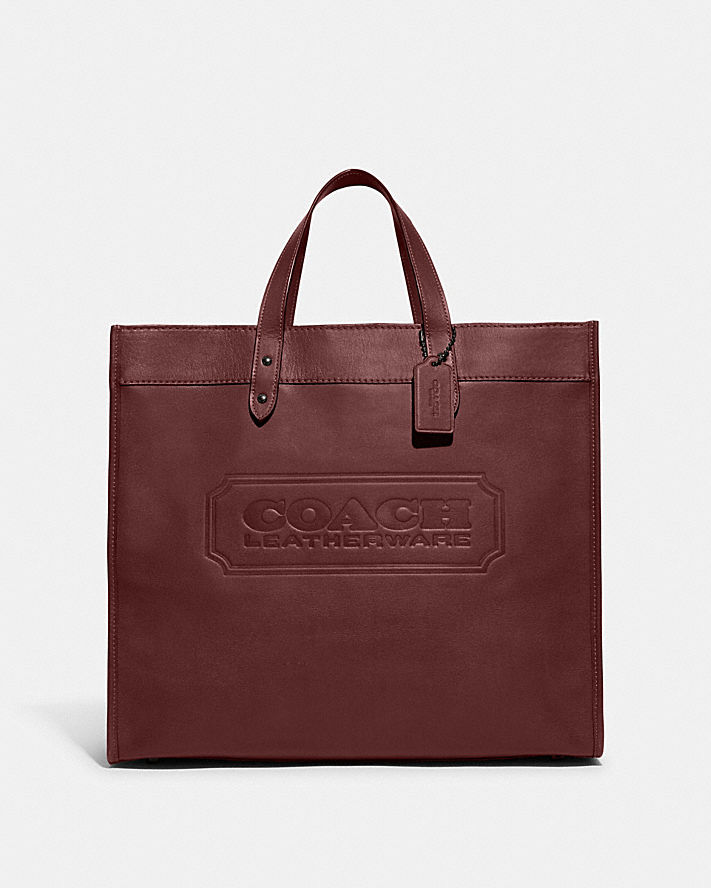 FIELD TOTE 40 WITH COACH BADGE-Wine