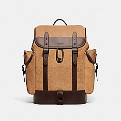 COACH CC099 Hitch Backpack In Signature Suede CARAMEL/MAHOGANY