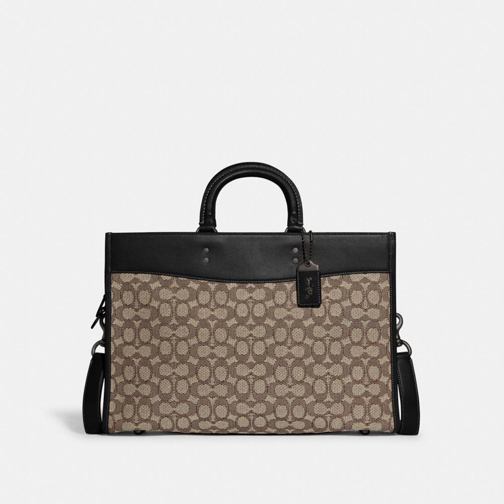 COACH CC114 Rogue Brief In Signature Textile Jacquard Cocoa/Black