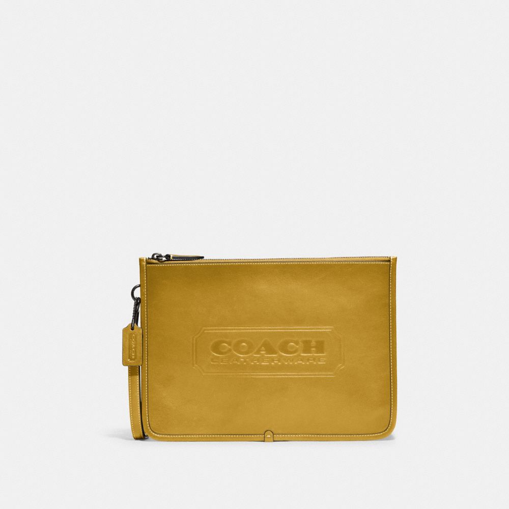 COACH CC118 Charter Pouch With Coach Badge FLAX