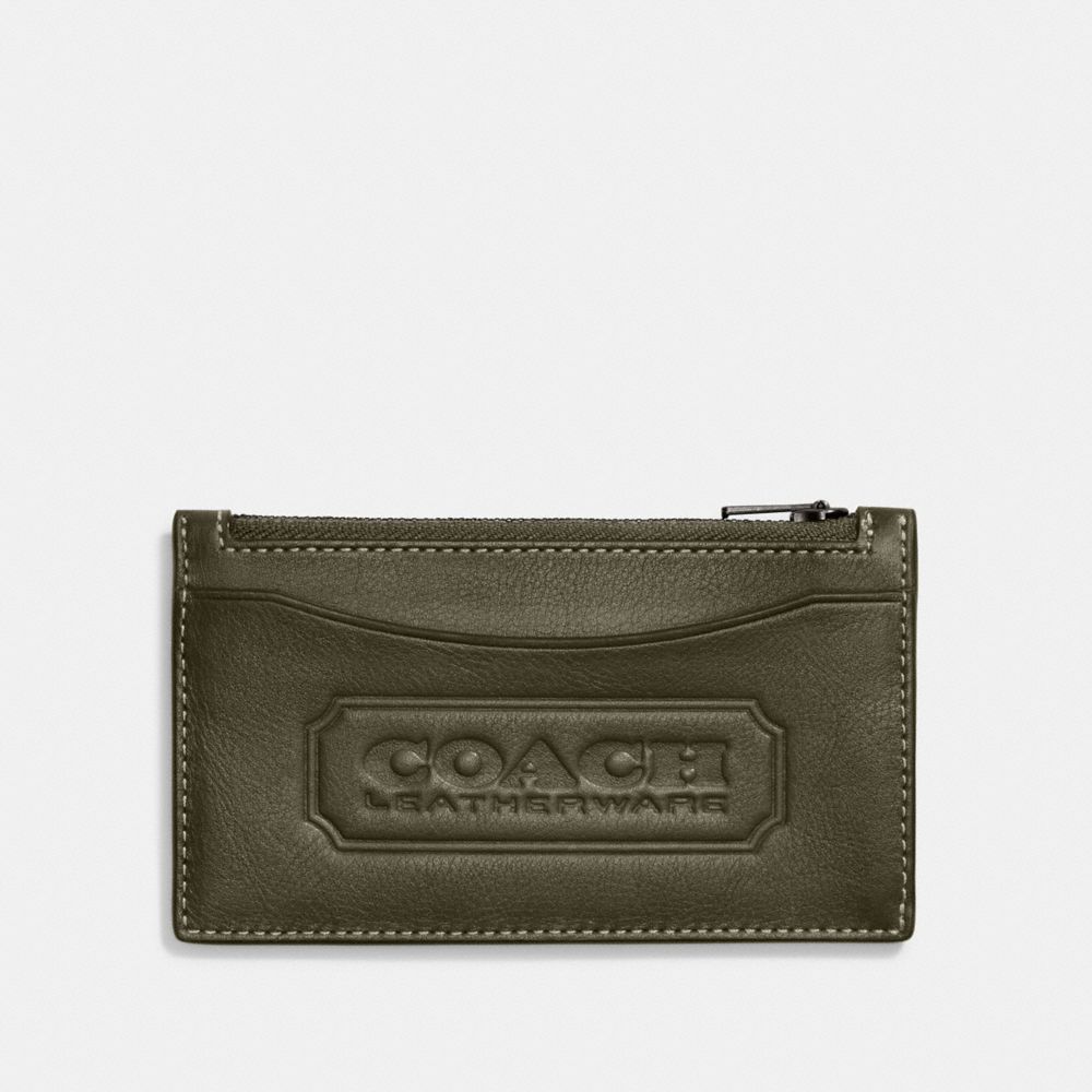 CC120 - Zip Card Case With Coach Badge Dark Saddle