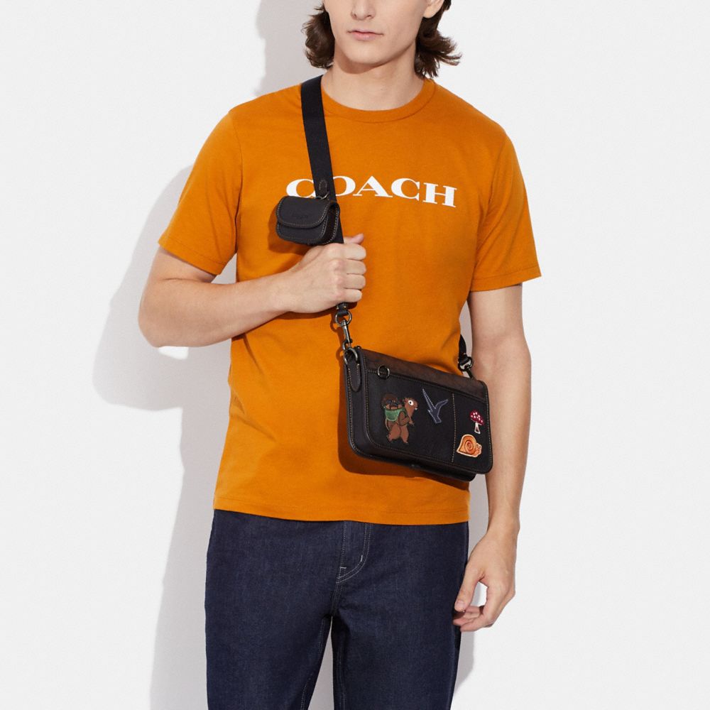 HERITAGE CONVERTIBLE CROSSBODY WITH HYBRID POUCH IN SIGNATURE CANVAS WITH CREATURE PATCHES