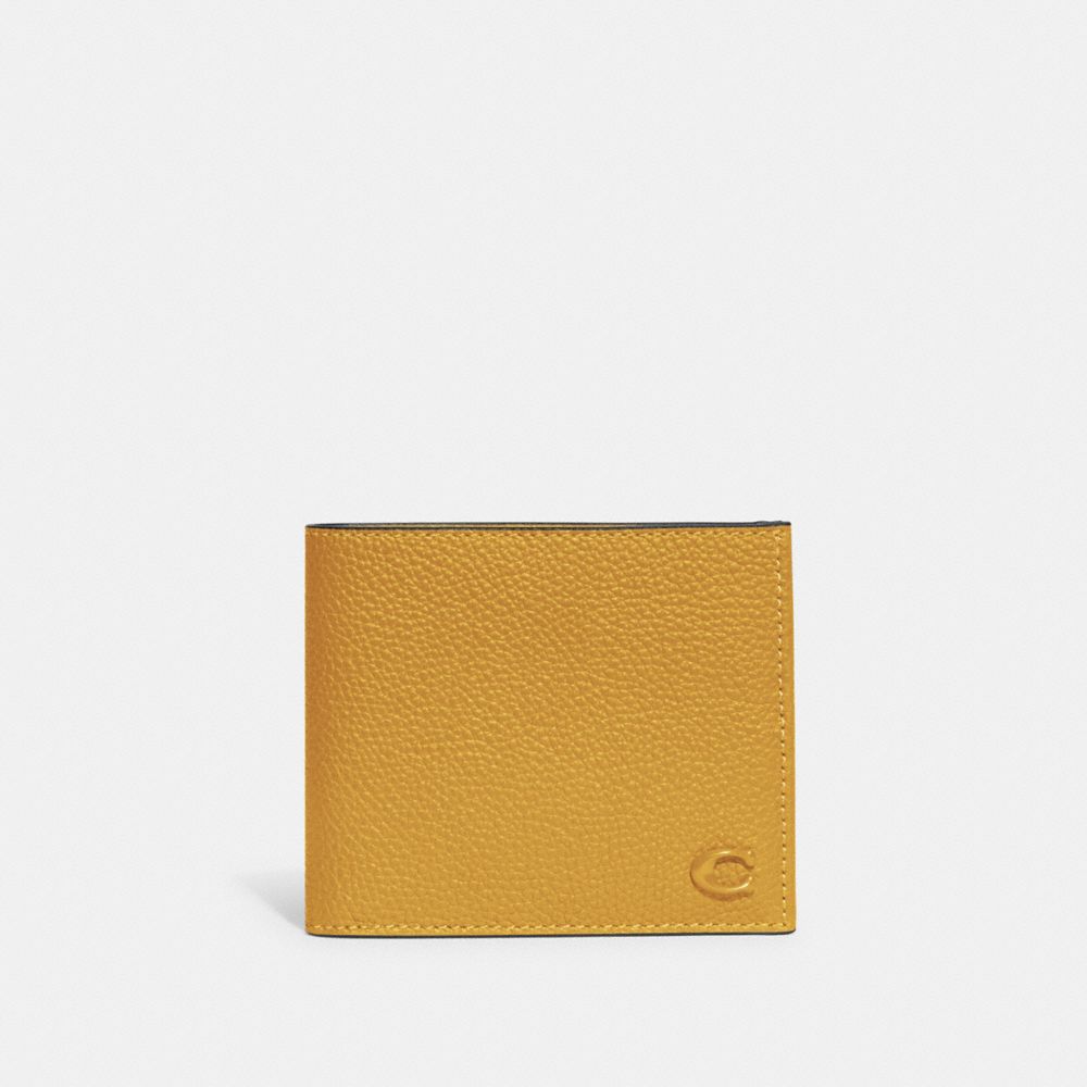 COACH CC136 Double Billfold Wallet Yellow-Gold