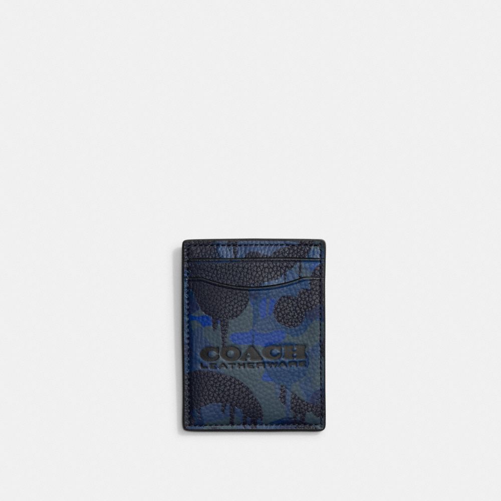 COACH CC138 Money Clip Card Case With Camo Print BLUE/MIDNIGHT NAVY