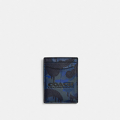 COACH CC138 Money Clip Card Case With Camo Print Blue/Midnight-Navy