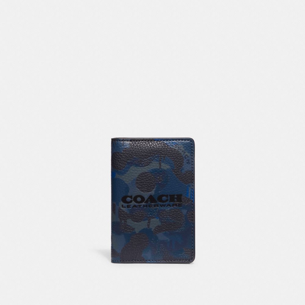 COACH CC139 Card Wallet With Camo Print Blue/Midnight Navy