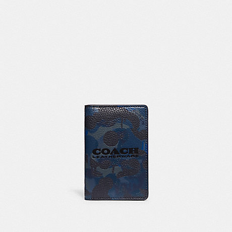 COACH CC139 Card Wallet With Camo Print Blue/Midnight-Navy