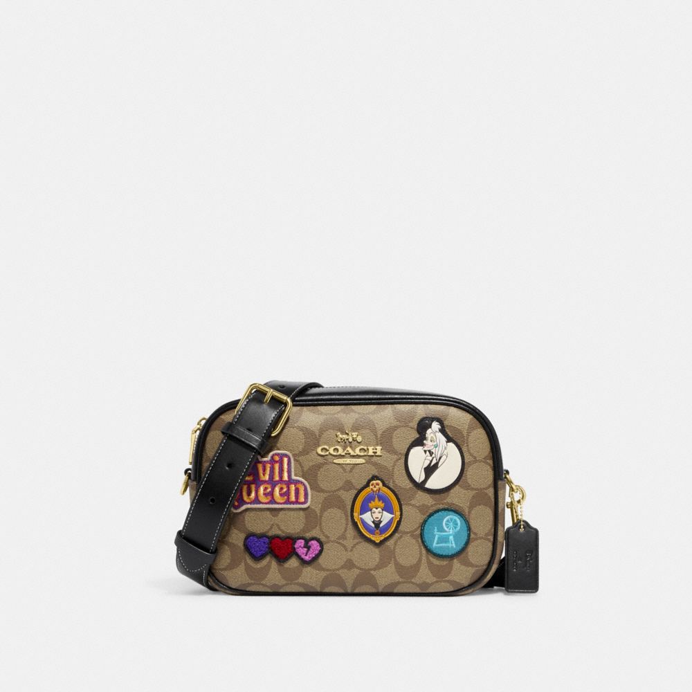 COACH CC151 Disney X Coach Jamie Camera Bag In Signature Canvas With Patches Gold/Khaki Multi