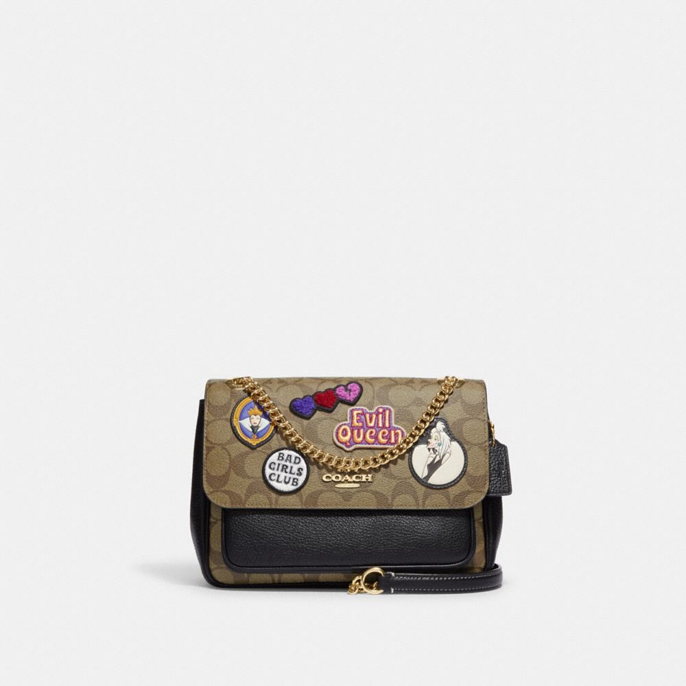 Disney X Coach Klare Crossbody 25 In Signature Canvas With Patches - CC152 - Gold/Khaki Multi