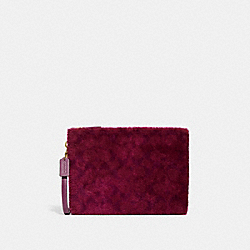 COACH CC157 Charter Pouch In Signature Shearling MAGENTA
