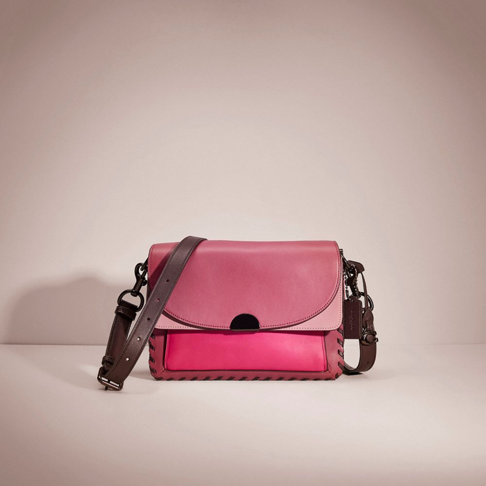 CC244 - Restored Dreamer Shoulder Bag In Colorblock With Whipstitch True Pink Multi/Pewter