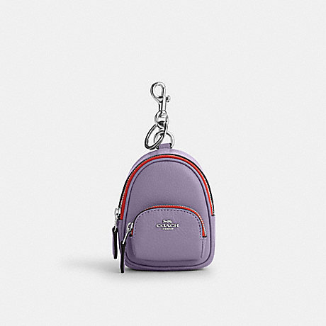 COACH CC315 Mini Court Backpack Bag Charm Silver/Light-Violet