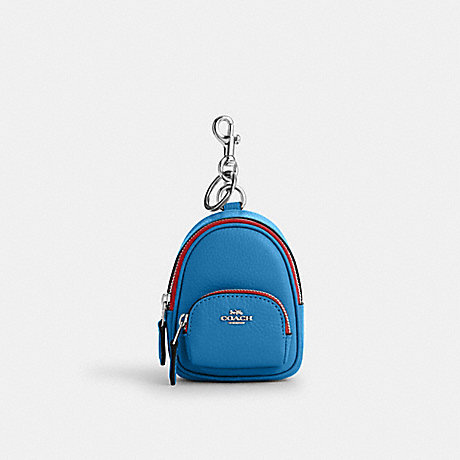 COACH CC315 Mini Court Backpack Bag Charm Silver/Blue-Jay