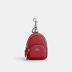 COACH CC315 Mini Court Backpack Bag Charm SV/DARK CARDINAL