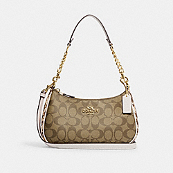 COACH CC323 Teri Shoulder Bag In Signature Canvas GOLD/KHAKI CHALK MULTI