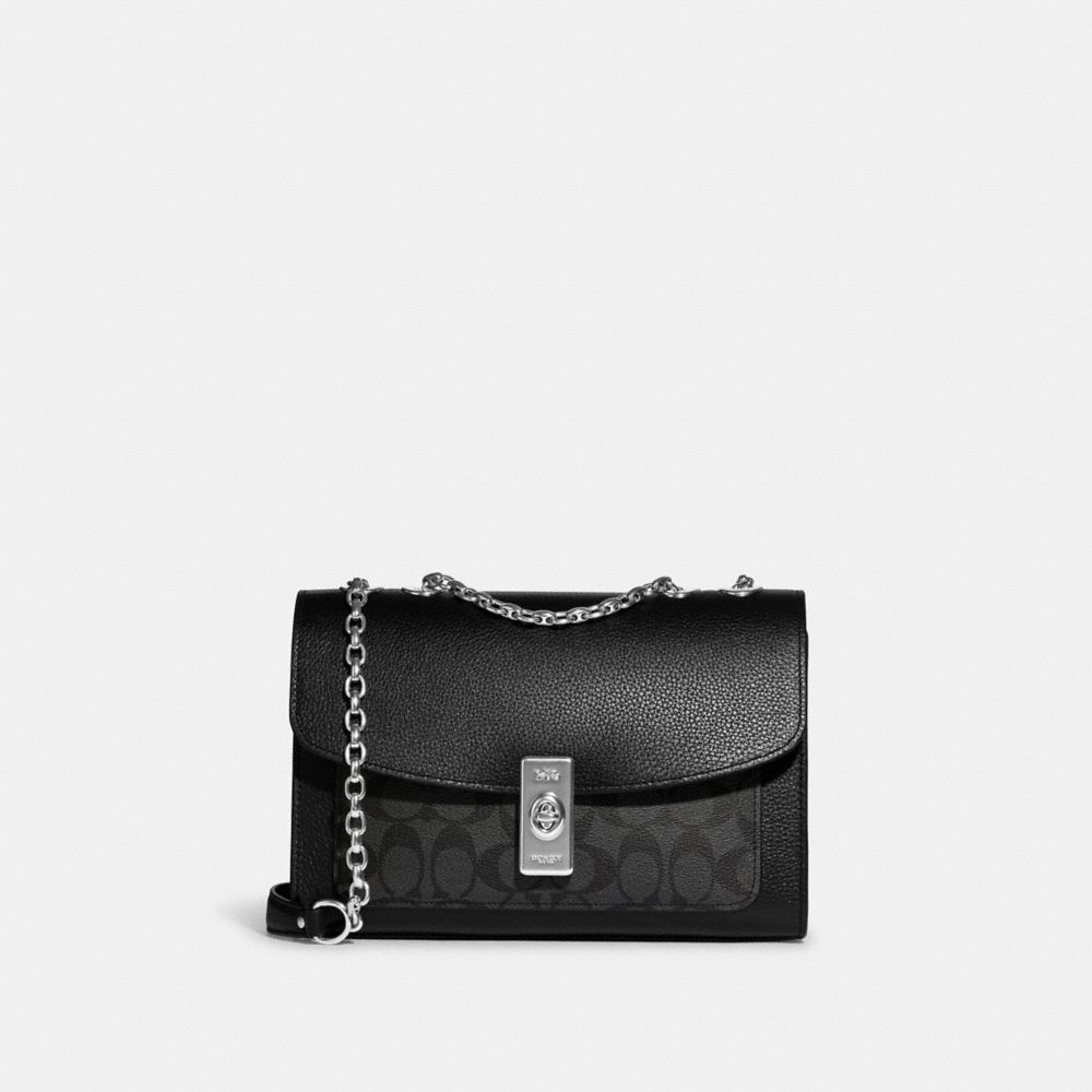 Lane Shoulder Bag In Signature Canvas - CC330 - Silver/Graphite/Black