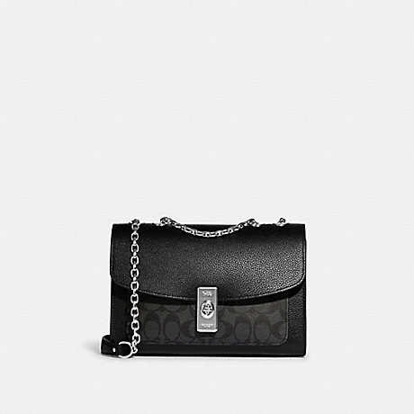 COACH CC330 Lane Shoulder Bag In Signature Canvas Silver/Graphite/Black