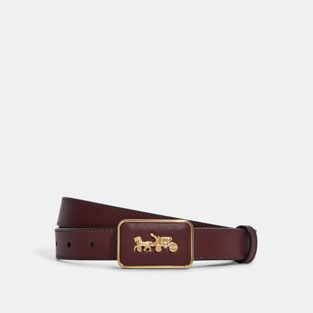 COACH CC358 Grace Plaque Buckle Belt, 25 Mm IM/Wine Oxblood