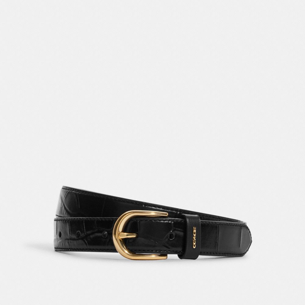 COACH CC360 Harness Buckle Belt, 25 Mm GOLD/BLACK