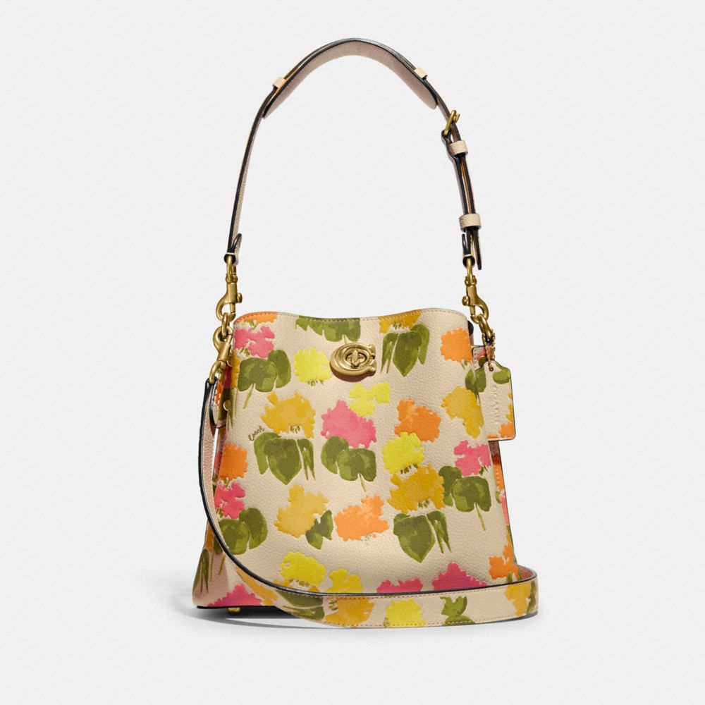 COACH CC387 Willow Bucket Bag With Floral Print Brass/Multi