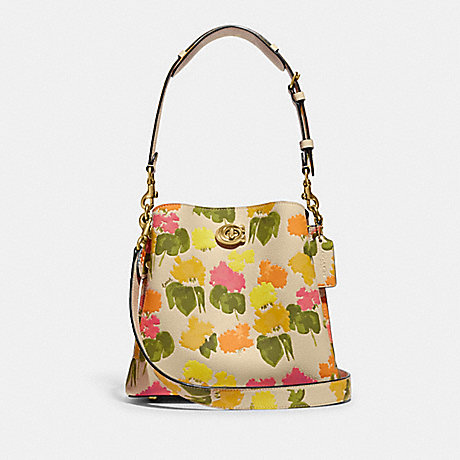 COACH CC387 Willow Bucket Bag With Floral Print Brass/Multi
