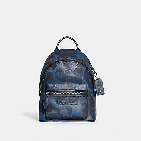 COACH CC404 Charter Backpack 18 With Camo Print Blue/Midnight-Navy