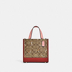 Dempsey Tote 22 In Signature Canvas With Dancing Kitten Print - CC424 - Gold/Khaki Multi