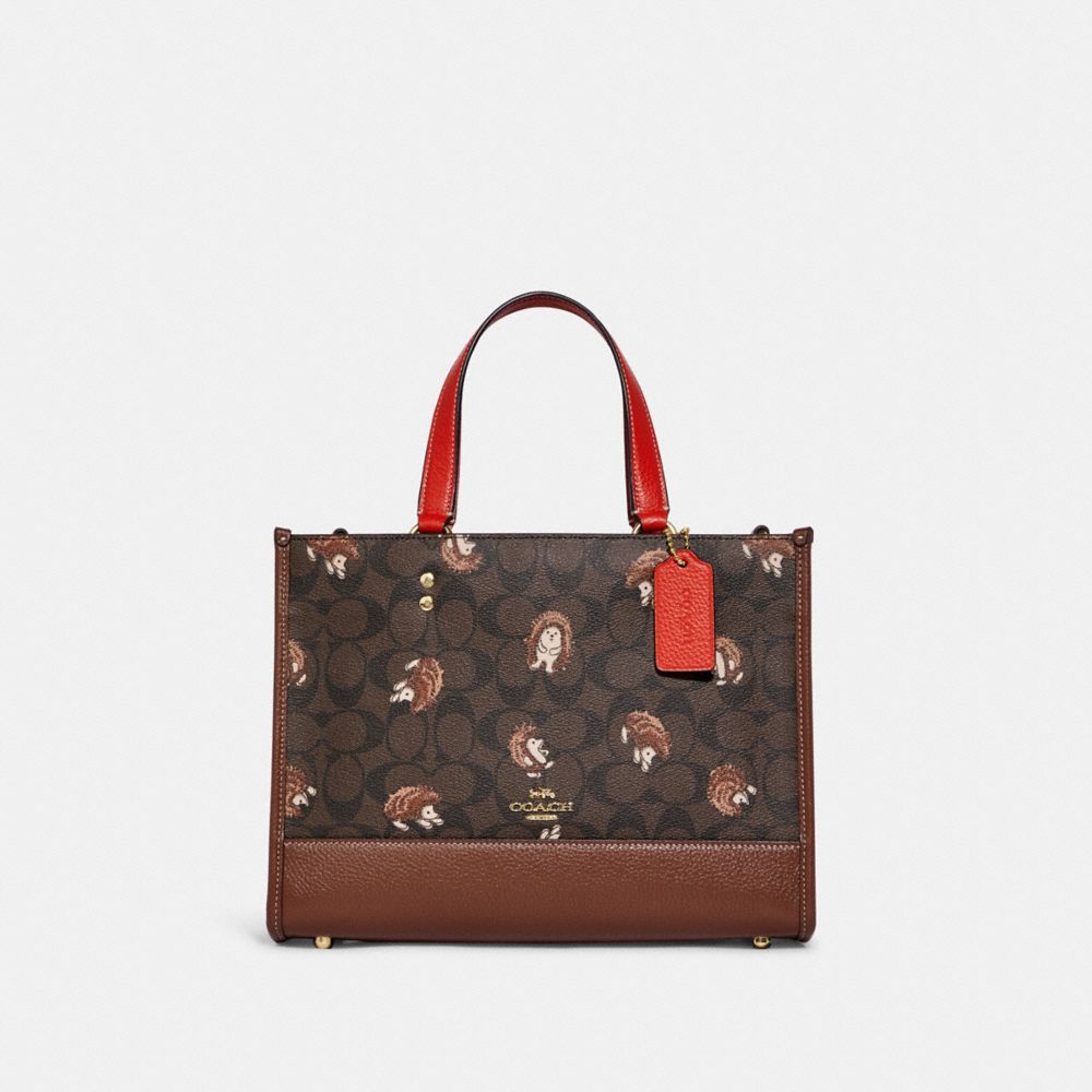 COACH CC428 Dempsey Carryall In Signature Canvas With Hedgehog Print Gold/Brown Black Multi