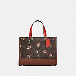 COACH CC428 Dempsey Carryall In Signature Canvas With Hedgehog Print GOLD/BROWN BLACK MULTI