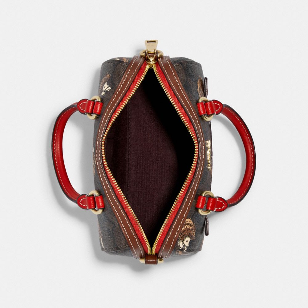 MINI ROWAN CROSSBODY IN SIGNATURE CANVAS WITH HEDGEHOG PRINT