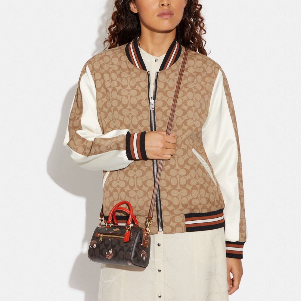 MINI ROWAN CROSSBODY IN SIGNATURE CANVAS WITH HEDGEHOG PRINT