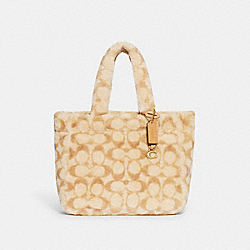 COACH CC442 Tote 28 In Signature Shearling BRASS/WARM NEUTRAL