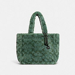 Tote 28 In Signature Shearling - CC442 - Pewter/Green