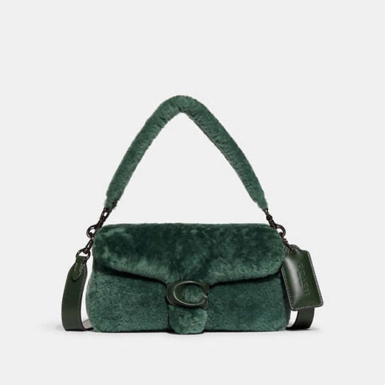 CC445 - Pillow Tabby Shoulder Bag 26 In Shearling Pewter/Green