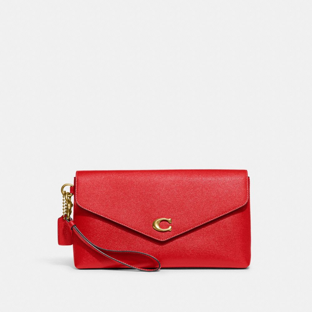 COACH CC487 Wyn Clutch BRASS/SPORT RED