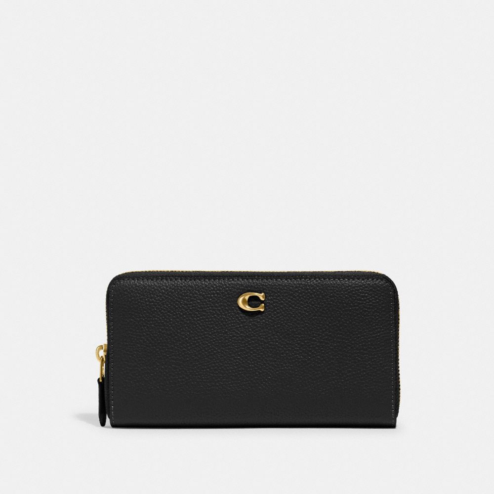 COACH CC489 Accordion Zip Wallet BRASS/BLACK