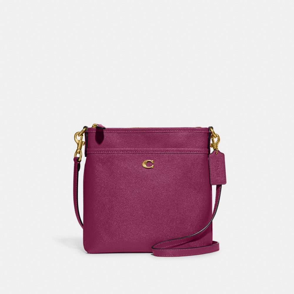 COACH CC526 Kitt Messenger Crossbody BRASS/DEEP PLUM