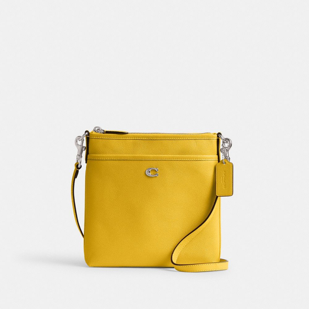 COACH CC526 Kitt Messenger Crossbody Bag SILVER/CANARY