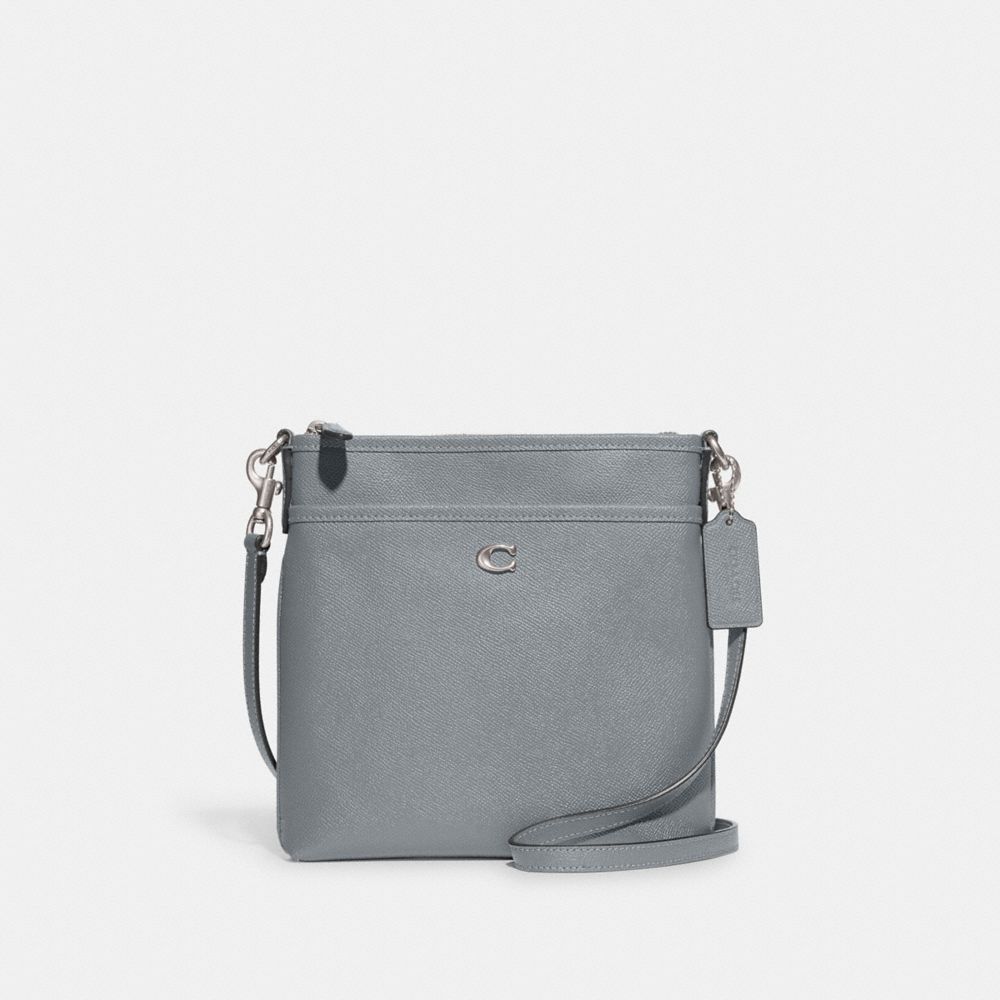 COACH CC526 Kitt Messenger Crossbody Bag SILVER/GREY BLUE