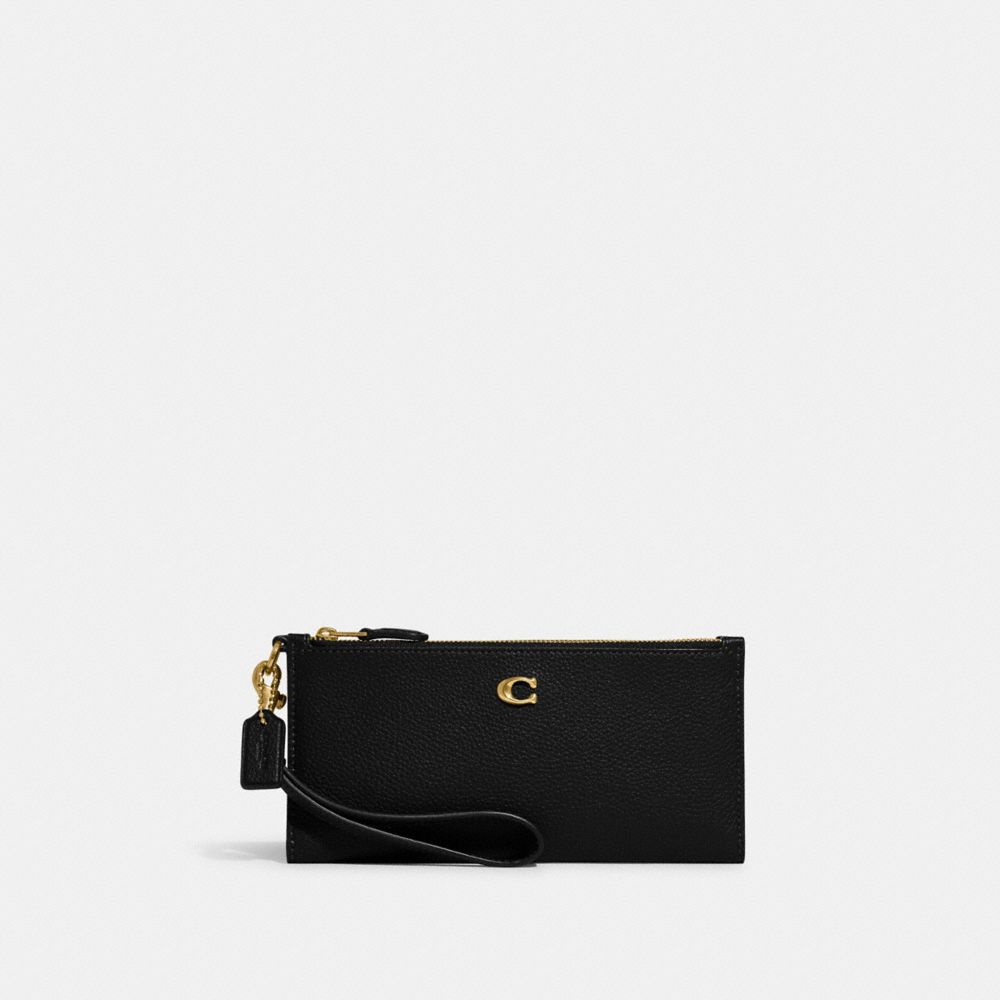 COACH CC553 Double Zip Wallet BRASS/BLACK