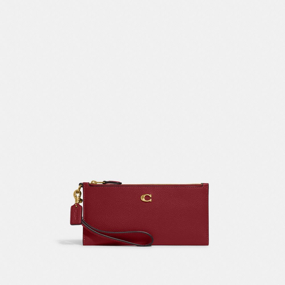 CC553 - Double Zip Wallet Brass/Cherry