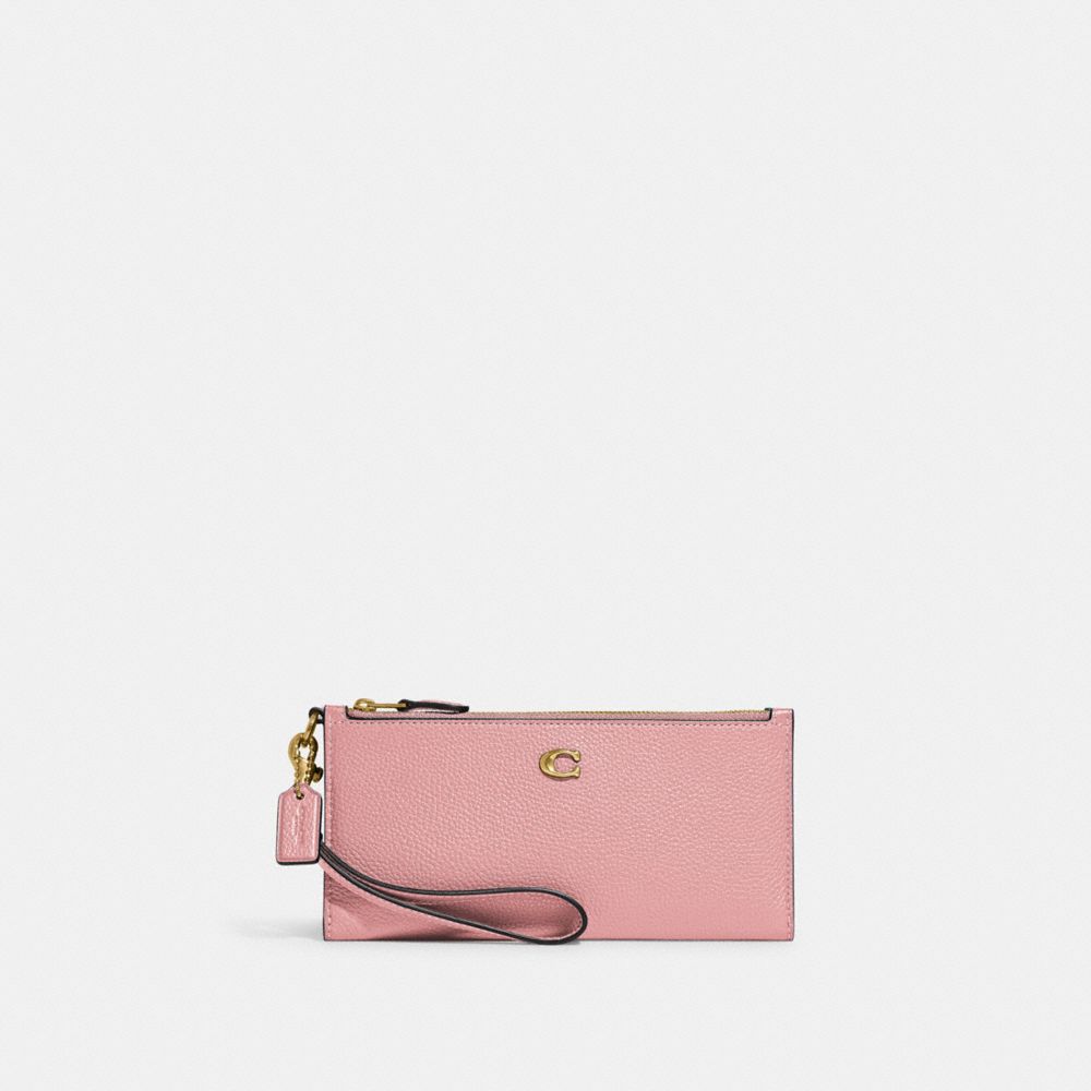 COACH CC553 Double Zip Wallet BRASS/BUBBLEGUM