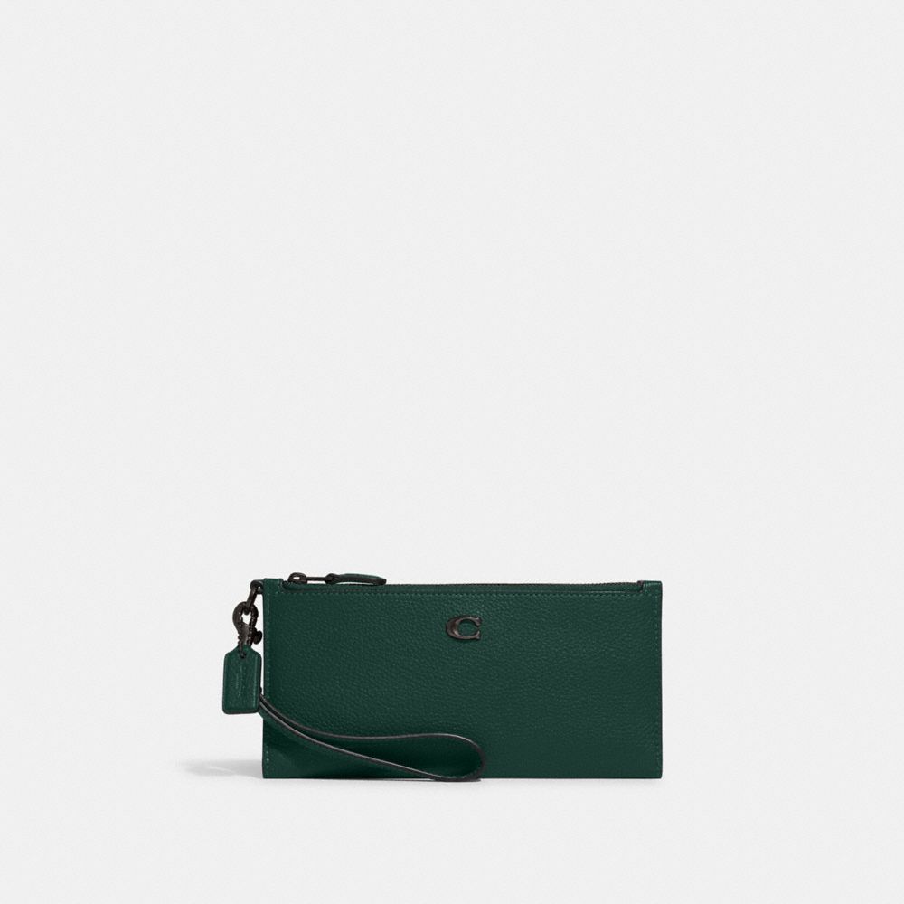 COACH CC553 Double Zip Wallet PEWTER/FOREST