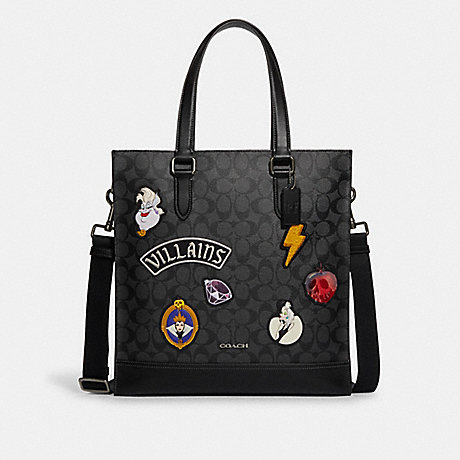 COACH CC559 Disney X Coach Graham Structured Tote In Signature Canvas With Patches Gunmetal/Charcoal/Black-Multi