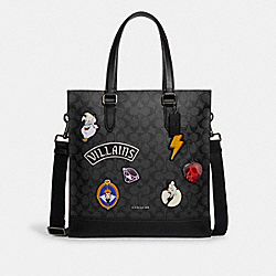 COACH CC559 Disney X Coach Graham Structured Tote In Signature Canvas With Patches GUNMETAL/CHARCOAL/BLACK MULTI