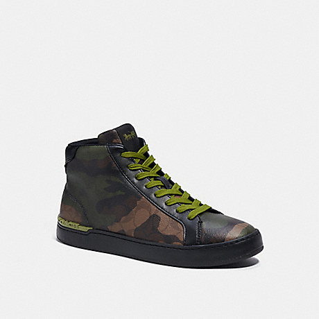 COACH CC727 Clip High Top Sneaker In Signature Canvas With Camo Print Camo-Green