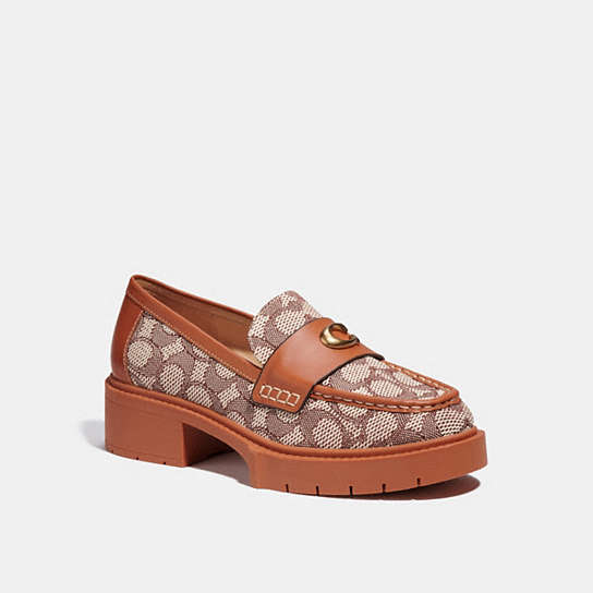 CC733 - Leah Loafer In Signature Jacquard Cocoa/Burnished Amber