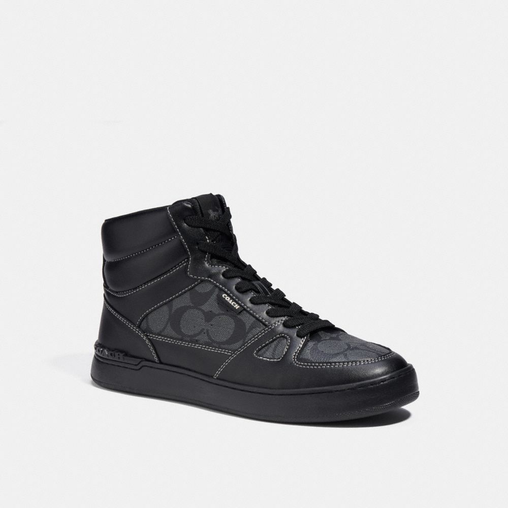 Clip Court High Top Sneaker In Signature Canvas - CC736 - Black